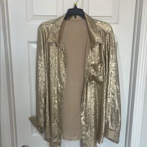 SHEIN Gold Sequin Blouse Glamorous Top